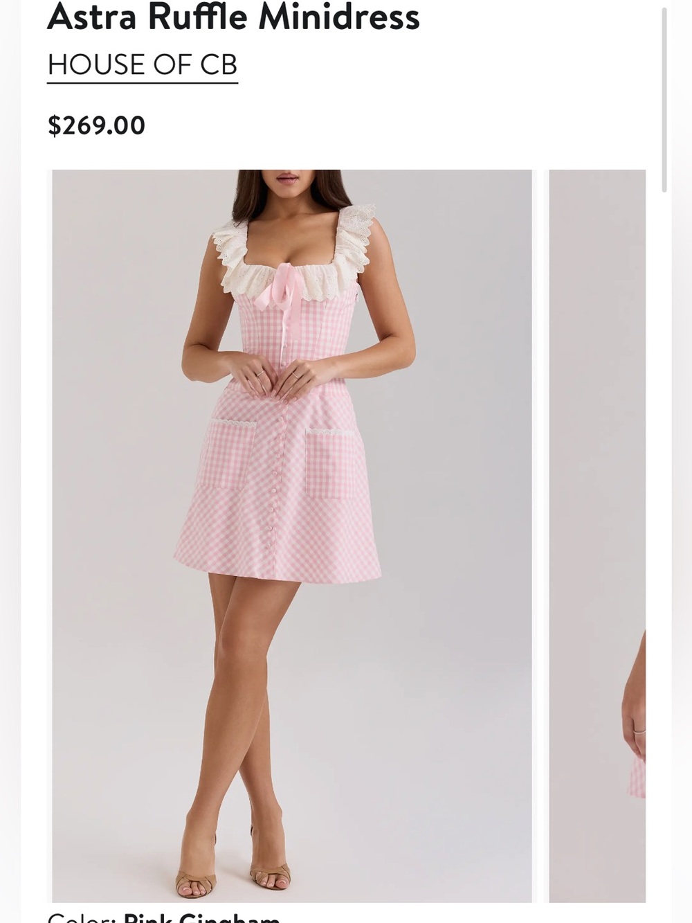 House of CB Pink Gingham Dress Size Small - Picture 4 of 5